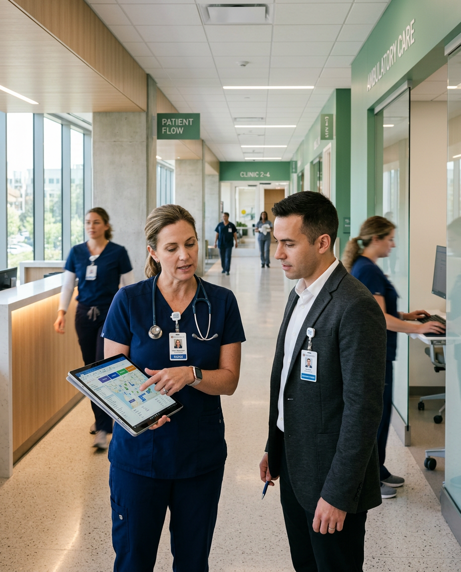 Clinical operations team coordinating patient flow